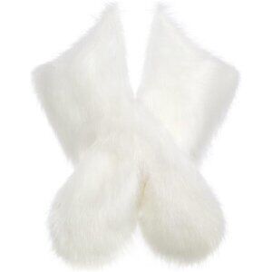 Women's Faux Fur Shawl Faux Cover Up White